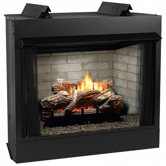 White Mountain Hearth VFD32FB Breckenridge Ventless Deluxe Firebox with Flint Hill Gas Log Set and Contour Burner, 32-Inches