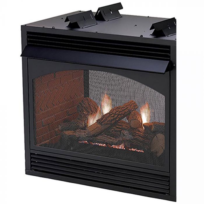 White Mountain Hearth VFP36SP32 Vail Ventless Premium Double Sided Fireplace with Millivolt Valve and Banded Brick Liner, 36-Inches