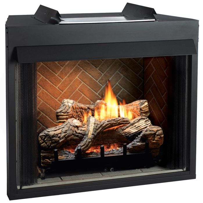 White Mountain Hearth VFS32FB Breckenridge Ventless Select Firebox with Flint Hill Gas Log Set and Contour Burner, 32-Inches