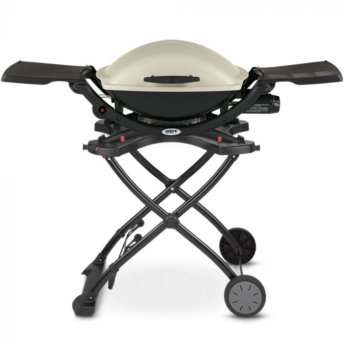Weber Q2200 Portable Propane Gas Grill with Side Tables on Scissor Cart (WEB-54060001-WEB-6557)