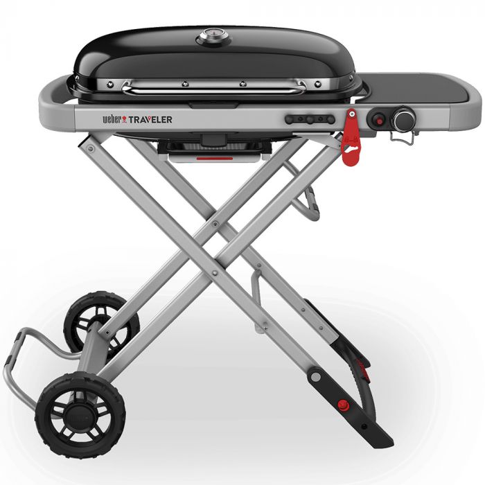 Weber Traveler Portable Propane Gas Grill with Side Table
