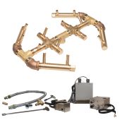 Crossfire by Warming Trends 24 Volt Platinum Electronic Ignition Octagonal Brass Gas Fire Pit Burner Kit