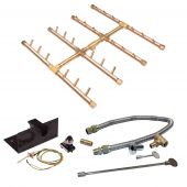 Crossfire by Warming Trends CFBST-PBIK Push Button Spark Ignition Square Tree-Style Brass Gas Fire Pit Burner Kit