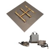 Crossfire by Warming Trends 24 Volt Platinum Electronic Ignition Square Tree-Style Brass Gas Fire Pit Burner Kit