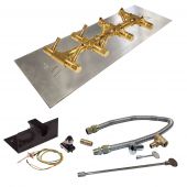 Crossfire by Warming Trends CFBT-PBIK Push Button Spark Ignition Linear Tree-Style Brass Gas Fire Pit Burner Kit