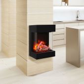Amantii CUBE-2025WM Tru-View Series Cube 20-Inch 3-Sided Smart Electric Fireplace with Logs and Optional Base