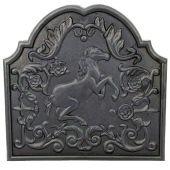 Dagan Black Cast Iron Horse Fireback, 15.5x15-Inches