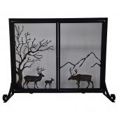 Dagan DG-S144 Wrought Iron Fireplace Screen with Doors with Dear Design, 40x31.5-Inches 