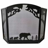 Dagan DG-S146 Wrought Iron Arched Three Fold Fireplace Screen with Bear Design, 50x32.75-Inches