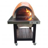 HPC Fire FDP-FORNO-EI Forno Dual Fuel Wood & Gas Countertop Glass Tile Pizza Oven on Cart