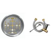 Firegear FPB-RPSSF-MT Match Light Ignition Gas Fire Pit Burner Kit with Round Drop-In Pan & Brass Burning Snowflake