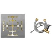 Firegear FPB-SFPSSF-MT Match Light Ignition Gas Fire Pit Burner Kit with Square Flat Pan & Brass Burning Snowflake