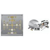 Firegear FPB-SPSSF-AWS Electronic Ignition Gas Fire Pit Burner Kit with Square Drop-In Pan & Brass Burning Snowflake