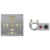 Firegear FPB-SPSSF-TPSI Spark Ignition Gas Fire Pit Burner Kit with Square Drop-In Pan & Brass Burning Snowflake