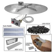 Firegear FPB-DBTPSI-PK Round Stainless Steel Gas Fire Pit Burner Kit for Paver Blocks with Spark Ignition