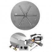 Firegear FPB-DBSAWS Electronic Ignition Gas Fire Pit Burner Kit with Round Flat Pan & Stainless Steel Burning Spur