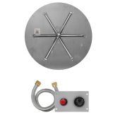 Firegear FPB-DBSTPSI Spark Ignition Gas Fire Pit Burner Kit with Round Flat Pan & Stainless Steel Burning Spur