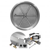 Firegear FPB-RBSAWS Electronic Ignition Gas Fire Pit Burner Kit with Round Drop Pan & Stainless Steel Burning Spur