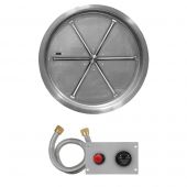 Firegear FPB-RBSTPSI Spark Ignition Gas Fire Pit Burner Kit with Round Drop Pan & Stainless Steel Burning Spur
