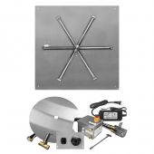 Firegear FPB-SFBSAWS Electronic Ignition Gas Fire Pit Burner Kit with Square Flat Pan & Stainless Steel Burning Spur
