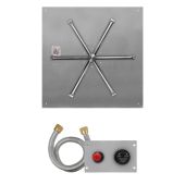 Firegear FPB-SFBSTPSI Spark Ignition Gas Fire Pit Burner Kit with Square Flat Pan & Stainless Steel Burning Spur