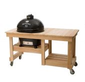 Oval XL 400 Ceramic Smoker Grill On Cypress Counter Top Table, Jack Daniel's Edition
