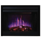 Superior MPE-3x-N Built-In Electric Fireplace with Charred Split Oak Logs and Glowing Ember Bed