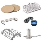 Napoleon Ultimate Gas Grill Accessory Bundle for Versatile Grilling, Pizza Stones, Flexible Grill Basket, Pepper Roasting Rack, Burger Press Kit, Rib Roasting Rack and Chicken Roaster