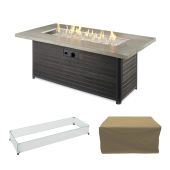 The Outdoor GreatRoom Company Cedar Ridge Gas Fire Pit Table, Cover and Wind Guard Bundle