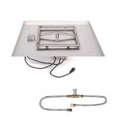 The Outdoor Plus Square Electronic Ignition Gas Fire Pit Burner Kit