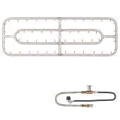 The Outdoor Plus Stainless Steel Double Rectangle Bullet Match Light Gas Fire Pit Burner Kit
