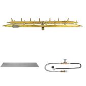 The Outdoor Plus Brass Linear H-Style Bullet Match Light Gas Fire Pit Burner Kit
