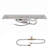 The Outdoor Plus Stainless Steel Linear Bullet Electronic Ignition Gas Fire Pit Burner Kit with Flat Pan