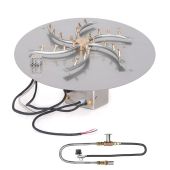 The Outdoor Plus Stainless Steel Bullet Electronic Ignition Gas Fire Pit Burner Kit with Round Flat Pan