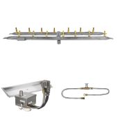 The Outdoor Plus Stainless Steel Linear H-Style Bullet Electronic Ignition Gas Fire Pit Burner Kit with Bowl Pan