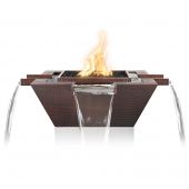 TOP Fires by The Outdoor Plus Maya Square 4-Way Copper Gas Fire and Water Bowl