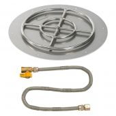 American Fire Glass Match Light Fire Pit Kit, Round Flat Pan, 24 Inch Pan/18 Inch Burner, Natural Gas (NG)