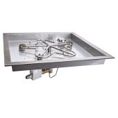 HPC Fire Penta Electronic Ignition Gas Fire Pit Kit with Square Bowl Pan and Torpedo Burner