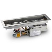 HPC Fire Linear Electronic Ignition Gas Fire Pit Kit with Trough Bowl Pan and Torpedo Burner