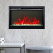 Amantii TRD-XS-Config Traditional Series Extra Slim Electric Fireplace Insert with Black Powder Coated Surround & Remote