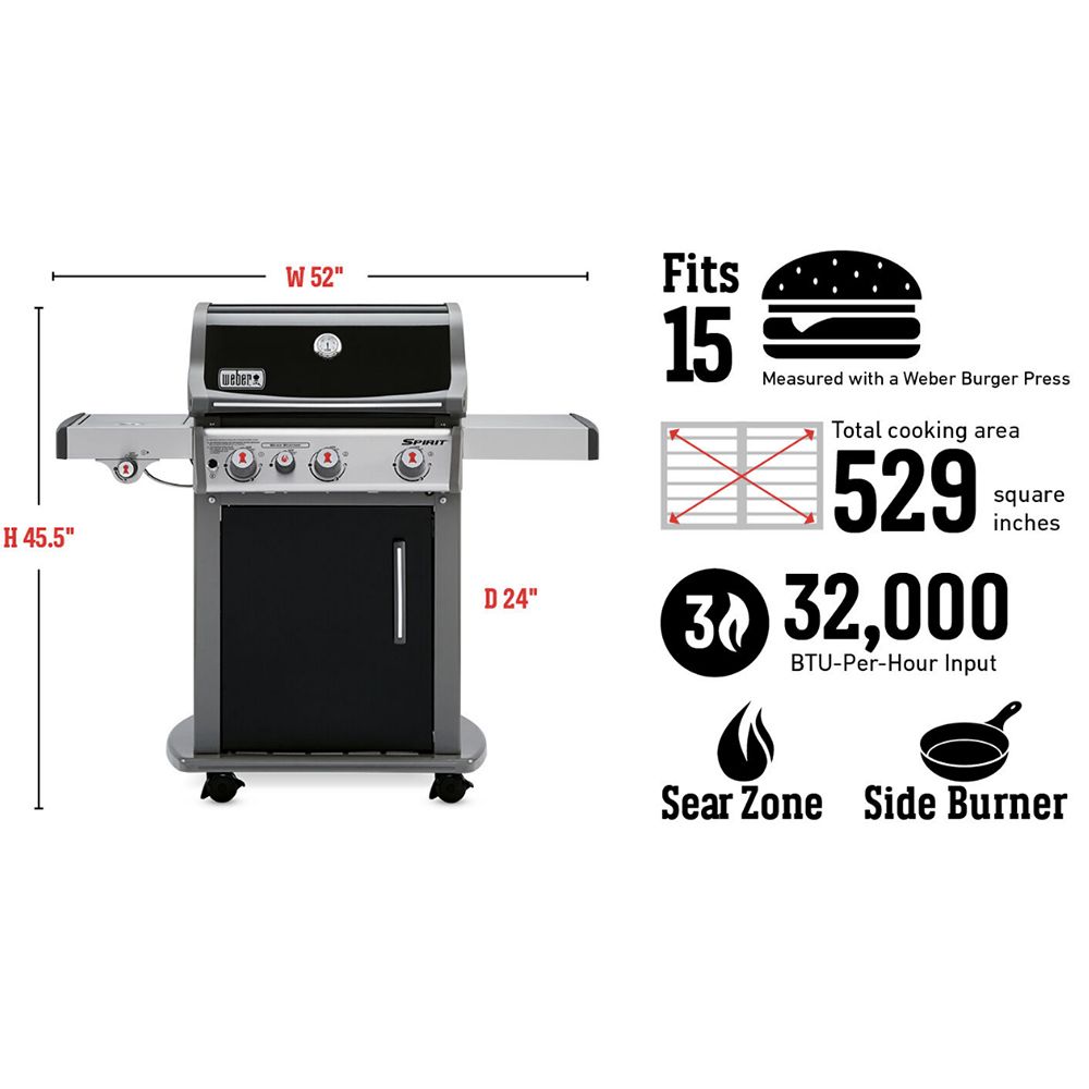 Weber Spirit E-330 3-Burner Freestanding Propane Gas Grill