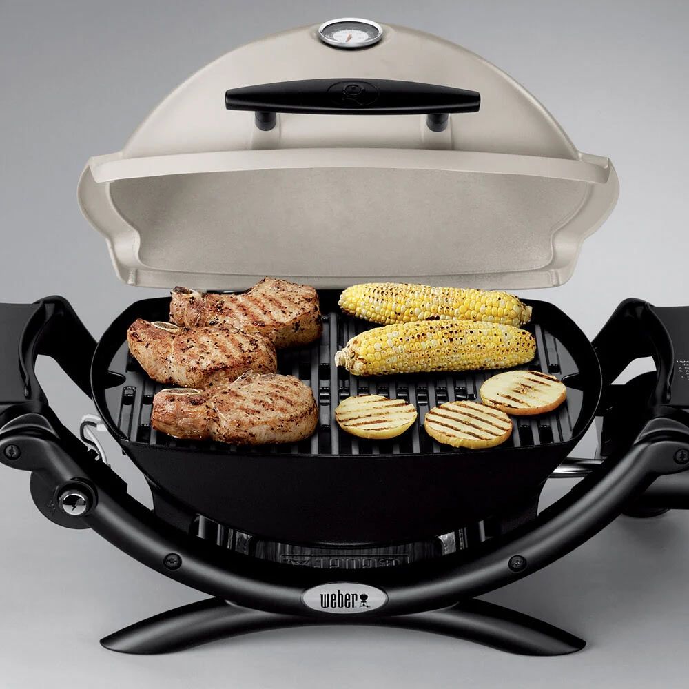 Weber Q1200 Portable Propane Gas Grill with Side Tables (WEB