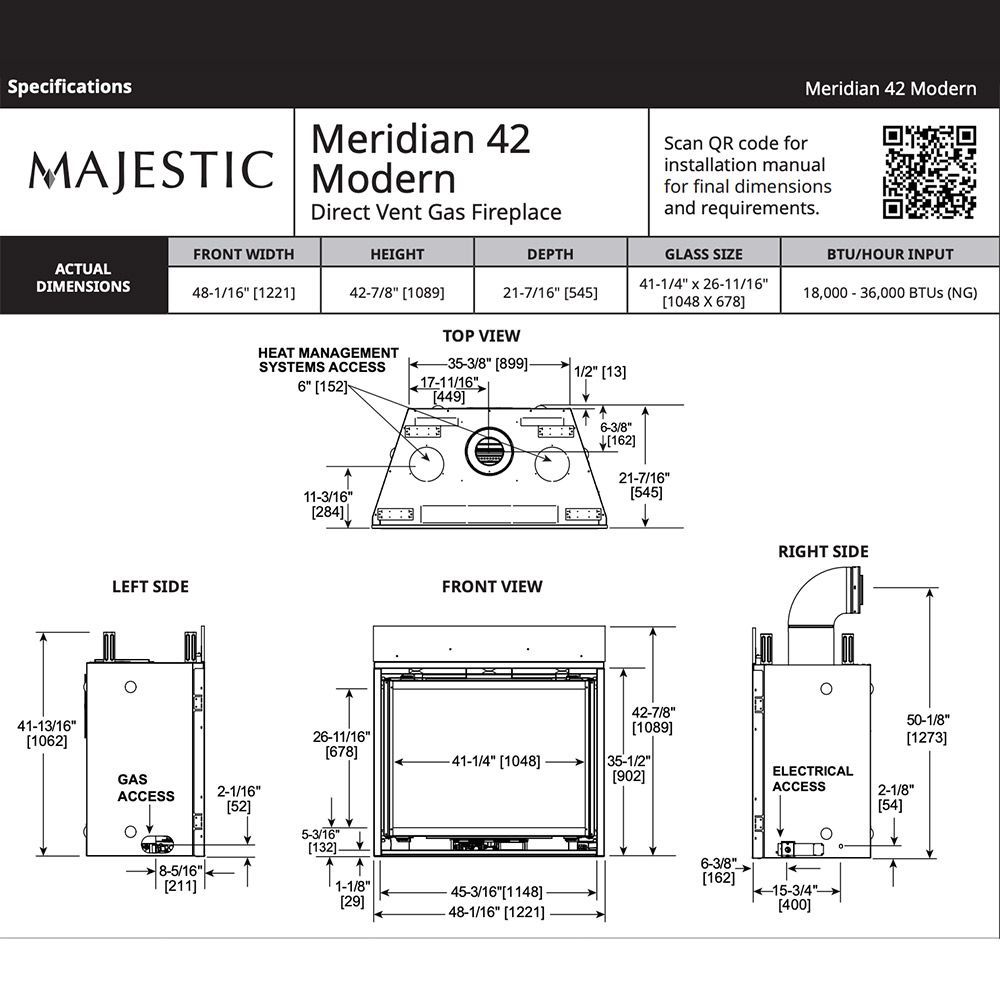Meridian Customizable Platinum Series Majestic 42 Direct Vent Gas  Fireplace MERIDPLA42