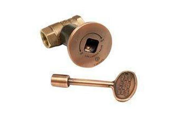 MSAC Antique Copper Flange and Key HPC 1/2-Inch Straight Gas Fire Pit Shut Off Valve Kit Hearth Products Controls 