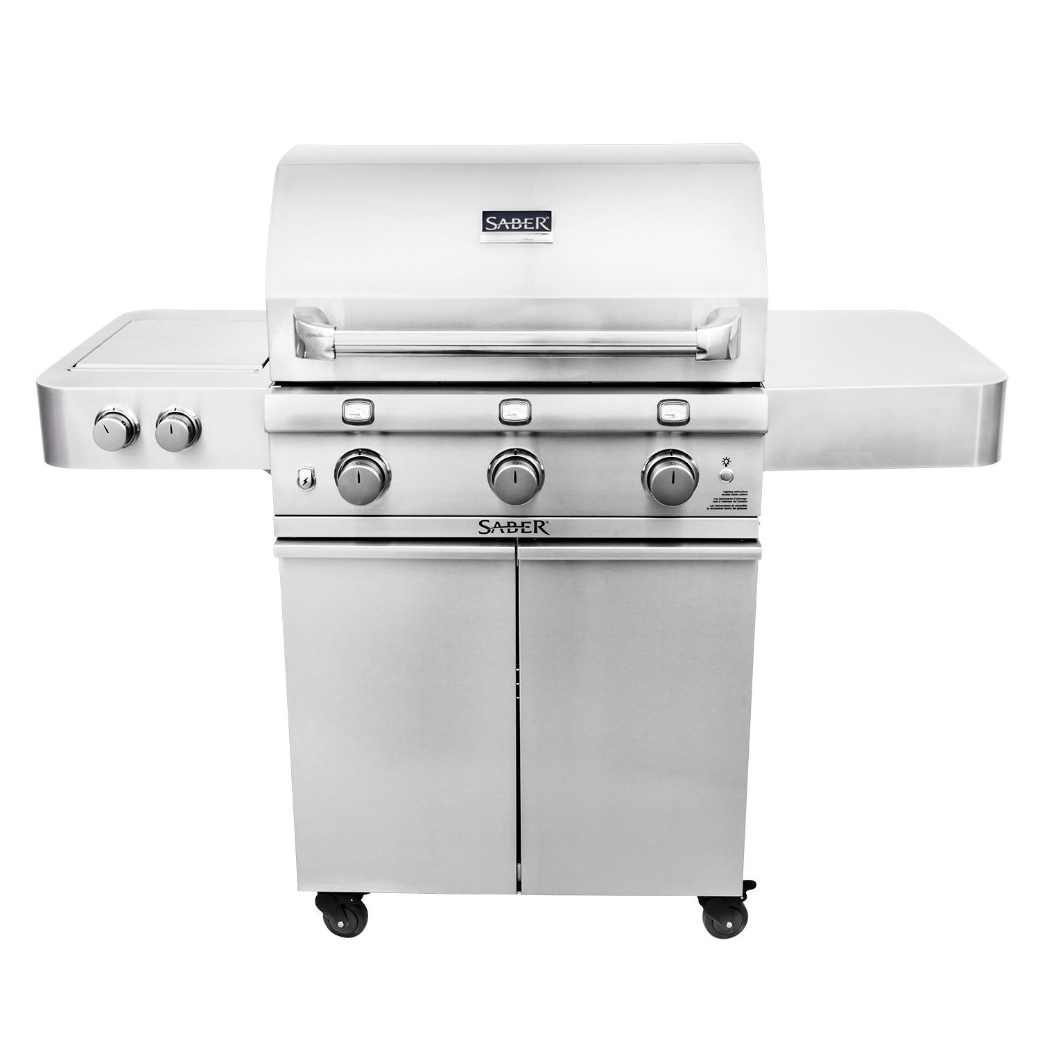 Saber R50SC0017 3-Burner Deluxe Freestanding Infrared Grill with Side  Burner, 32-Inches