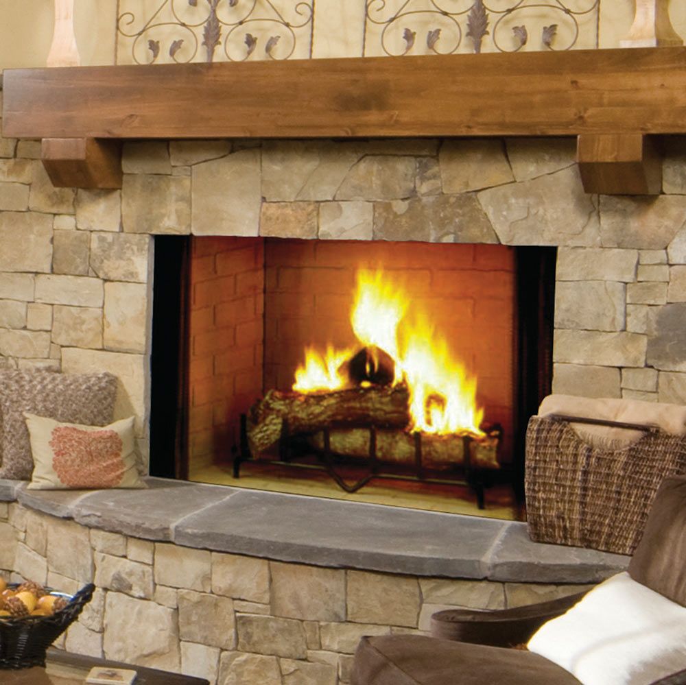 wood fireplace hearth