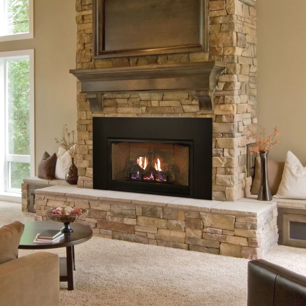 White Mountain Hearth VFPC31IN Innsbrook Ventless Fireplace Insert with Log  Set and Banded Brick Liner, 31-Inches