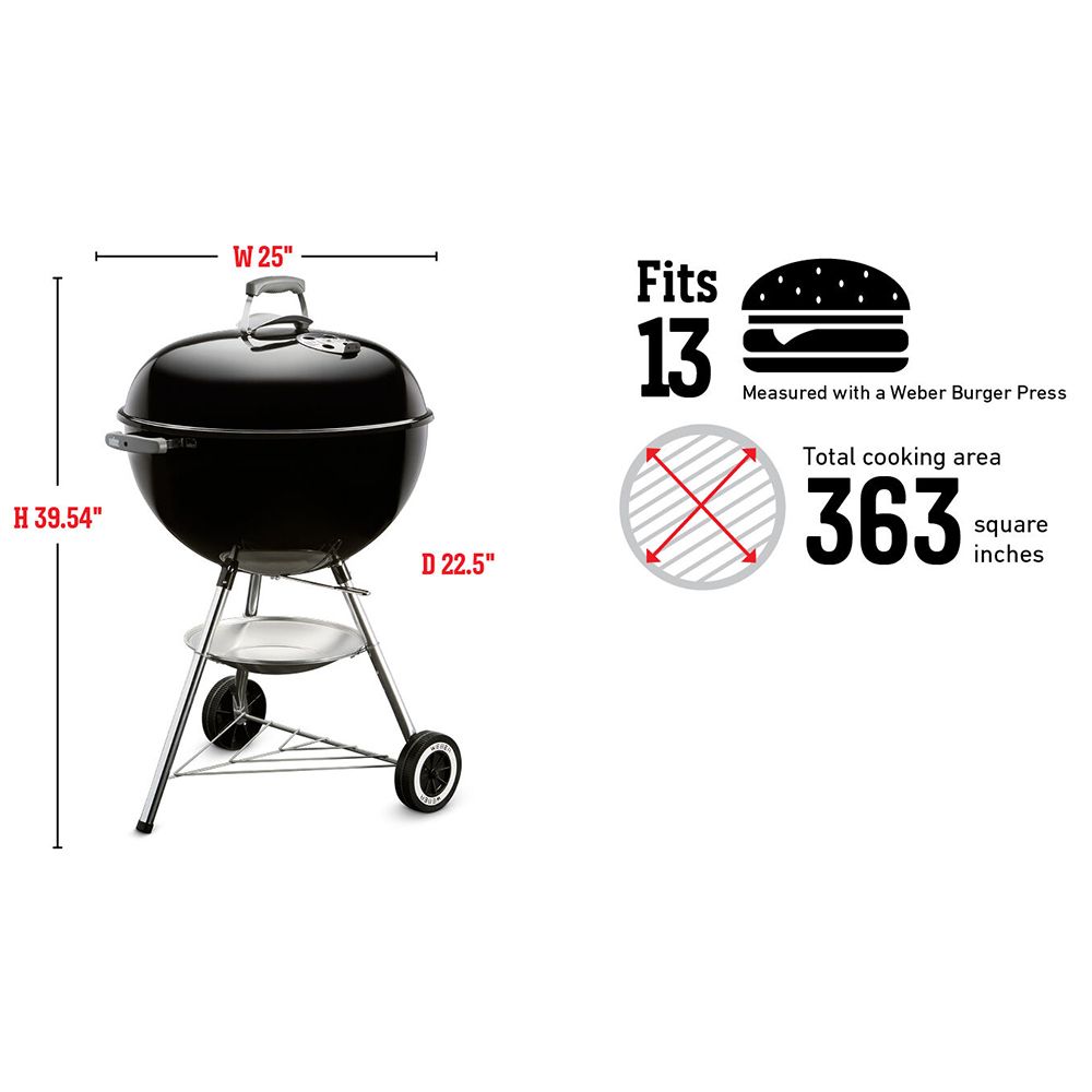 22 in. Charcoal Grill Round With Wheels - Outdoor Barbecue Grill